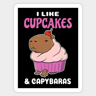 I Like Cupcakes and Capybaras Cartoon Sticker